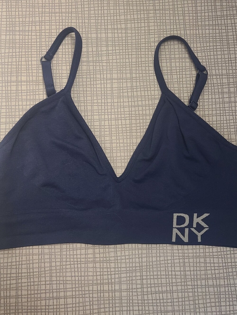 DKNY Bra Set Dark Blue Grey Stripes Medium